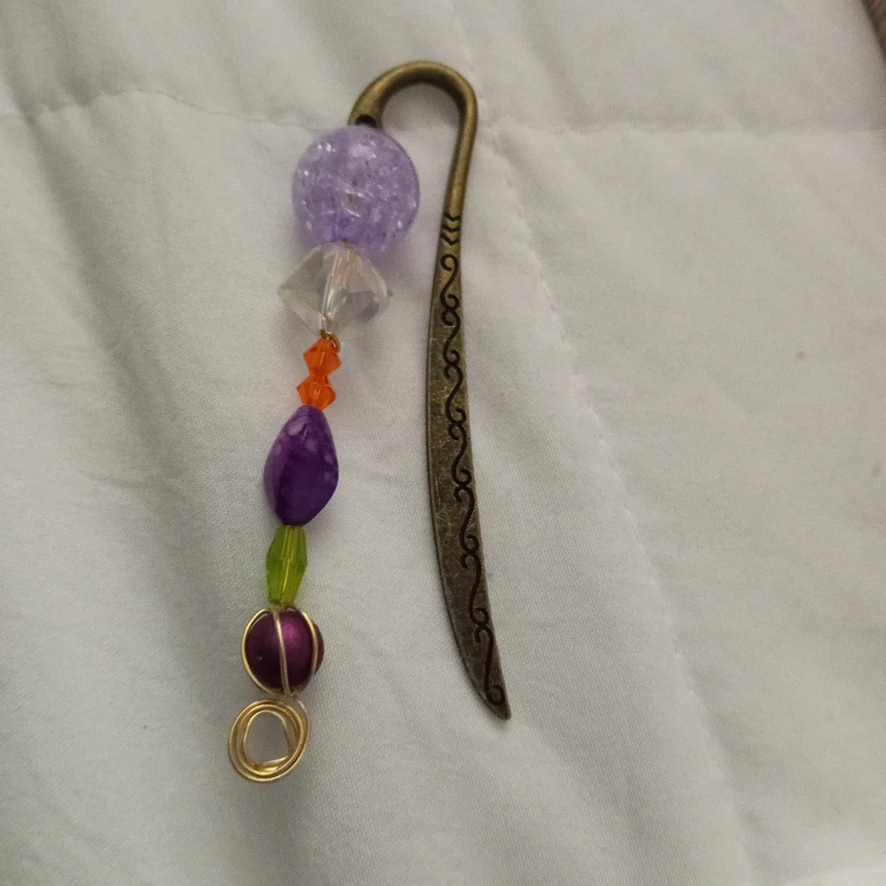 New antique gold mixed media crystal bookmark hand crafted